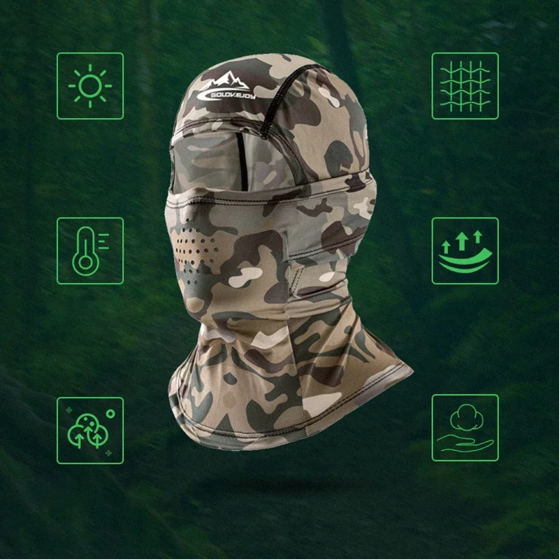 Ice Silk Full Face Mask UV Protection Balaclava Mask Breathable Windproof Quick Drying Hiking Cycling Unisex Camouflage Mask