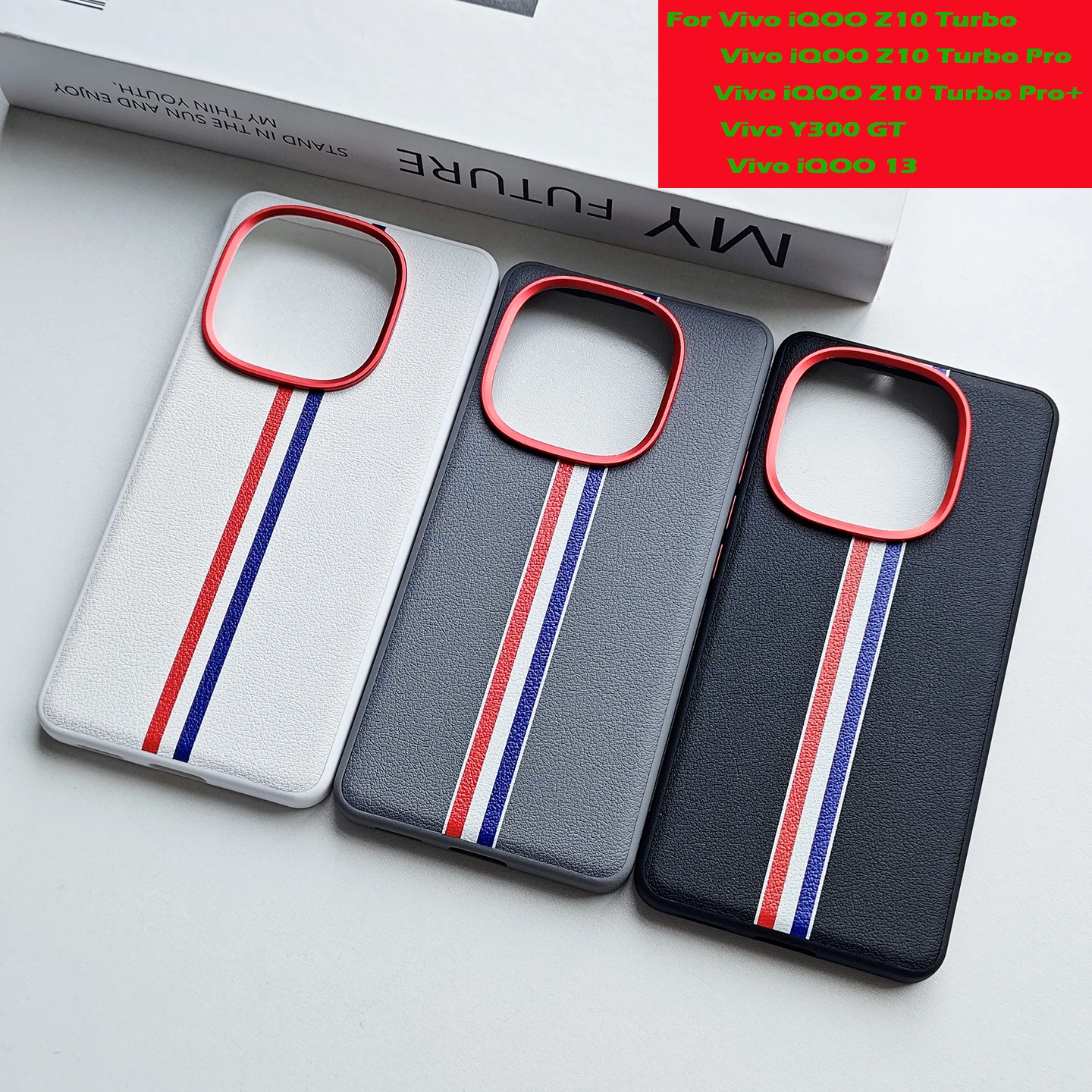 Luxury Three-Color Stripe PU Leather Shockproof Phone Case