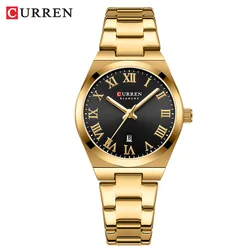Elegant CURREN Women's Luxury Stainless Steel Quartz Watch - Perfect Gift (Gold black)