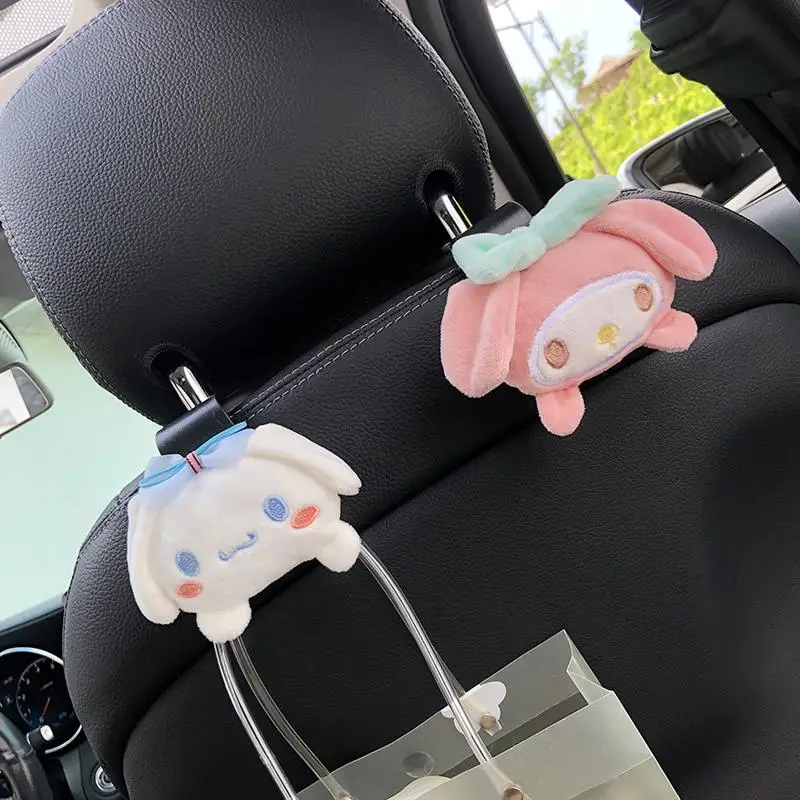 Sanrio Kuromi Cinnamoroll Mymelody Plush Car Seat Headrest Hook Anime Auto  Back Seat Organizer Storage Holder Car Accessories