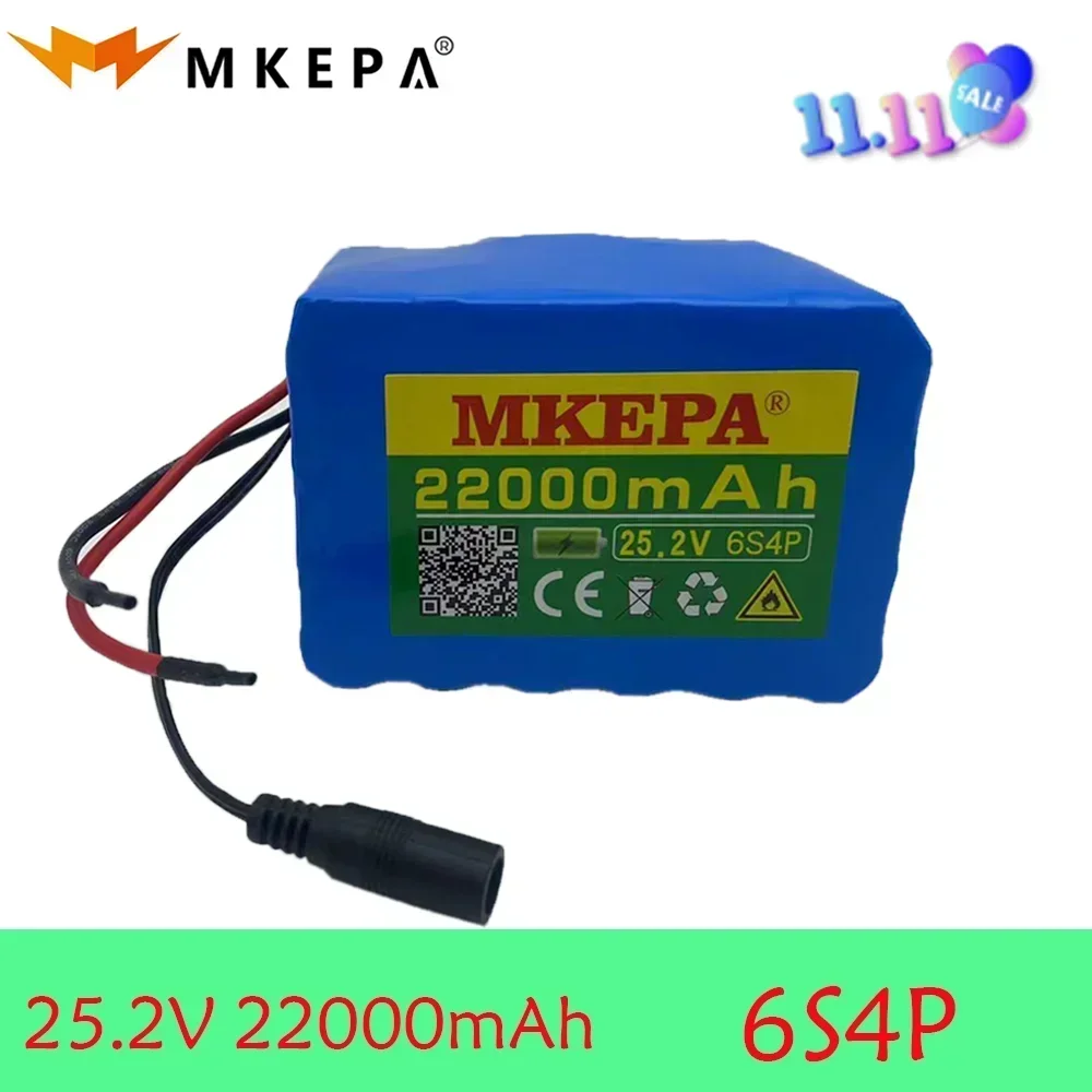 

Аккумуляторная батарея MKEPA 6s4p 25,2 в 22000 мАч 18650, литий-ионная батарея для велосипеда, мопеда, электроинструментов, аккумуляторная батарея с BMS