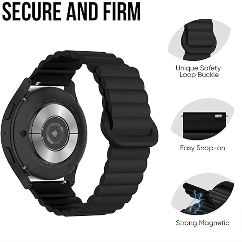 Magnetic Loop Silicone Sport Watchband - 20mm Adjustable Strap