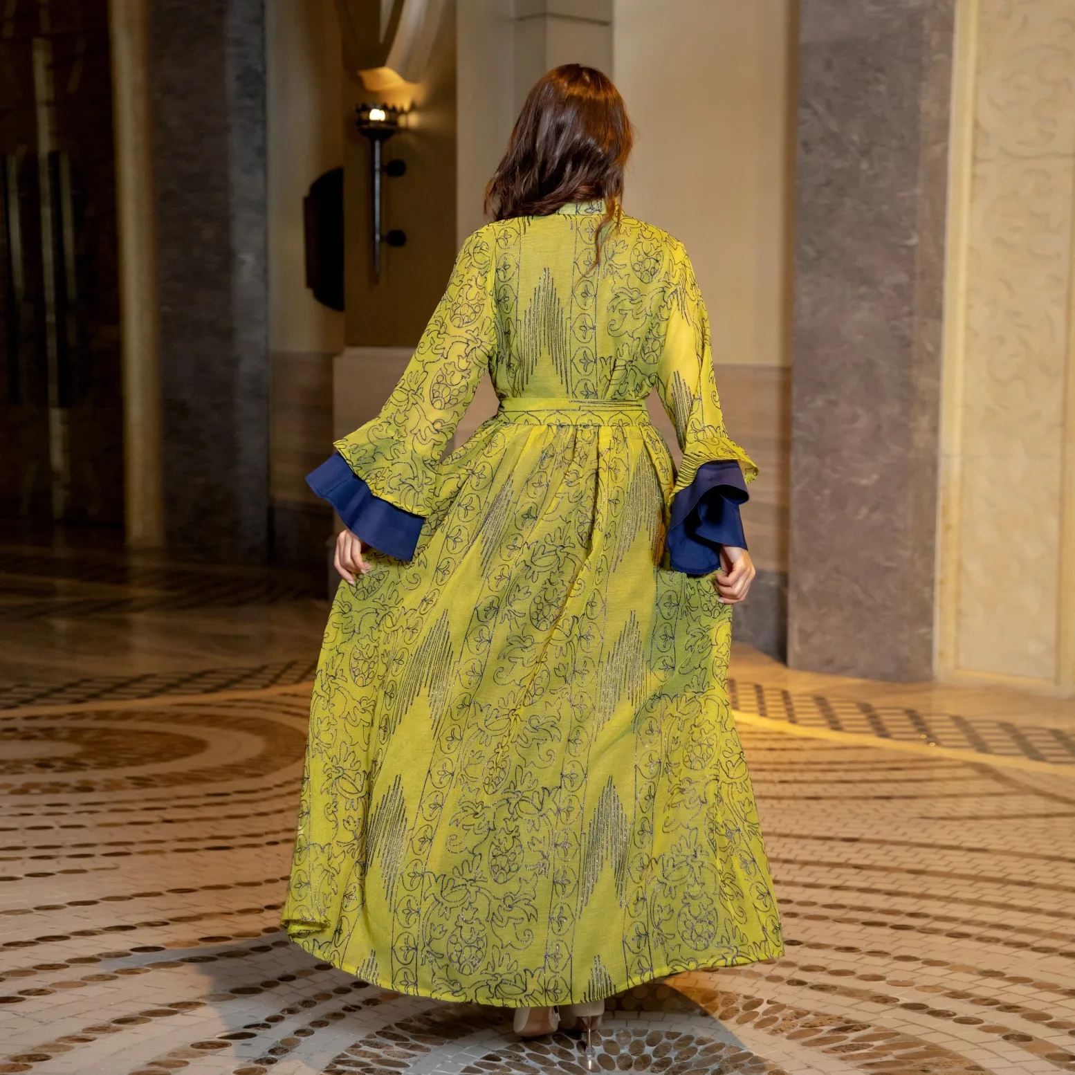2 Piece Abaya Kaftan for Women Muslim Sets Embroidery Ruffles Arabic Saudi Evening Dresses Dubai Jalabiya Moroccan Party Outfit