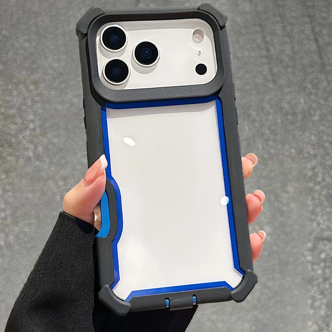 Rugged Shockproof Military Grade Transparent Phone Case with Armor Design