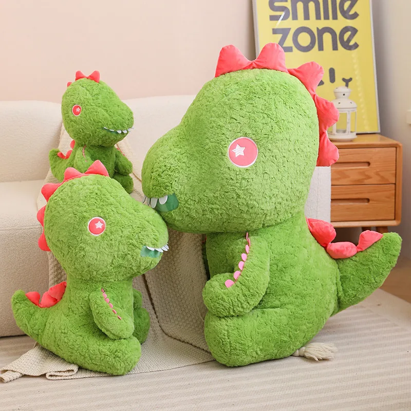 38/50cm Cartoon Pink Eyes Dinosaur Plush Dolls Cute Stuffed Animal Green Sitting Tyrannosaurus Soft Kids Toys for Boys Xmas Gift