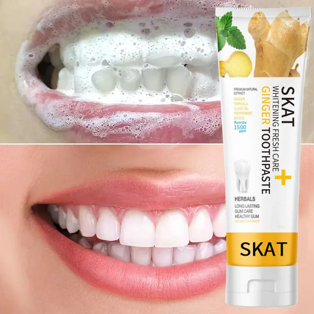 Ginger Mint Whitening Toothpaste Cleans Mouth Stains Remove Fresh Breath Soft Foam Protects Gums Whitening Teeth Oral care
