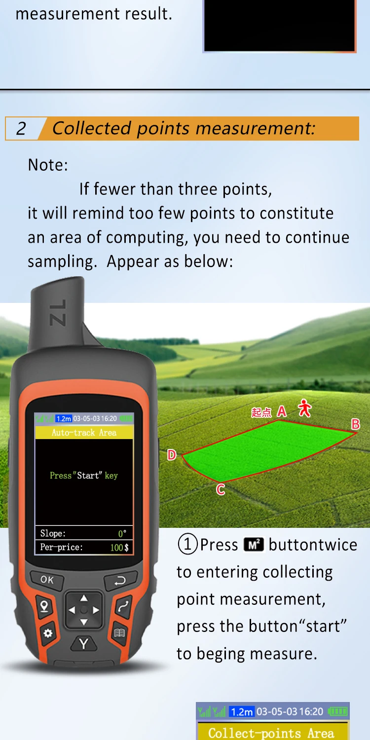 ZL166 Land area measuring instrument High precision multifunctional Handheld GPS