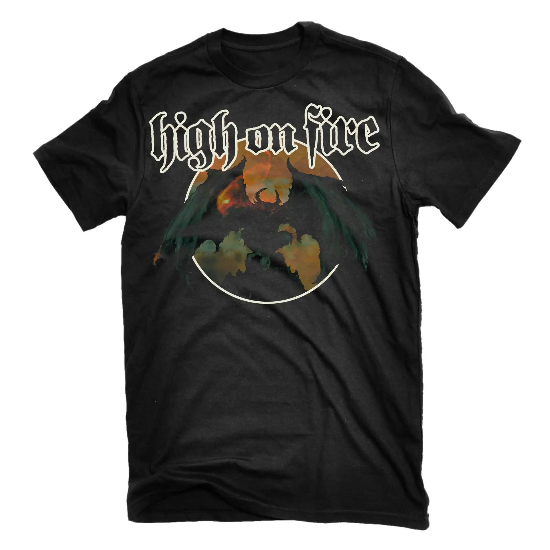 Heißes neues 2026 High on Fire Blessed Black Wings Band Grafik-T-Shirt aus 100 % Baumwolle mit Rundhalsausschnitt, lässiges Unisex-T-Shirt, Sommer-Oberteil