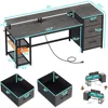 Office Desk with Drawers, Reversible Computer Desk with File Drawers, Gaming Desk with LED Lights, Home Office Desks 5