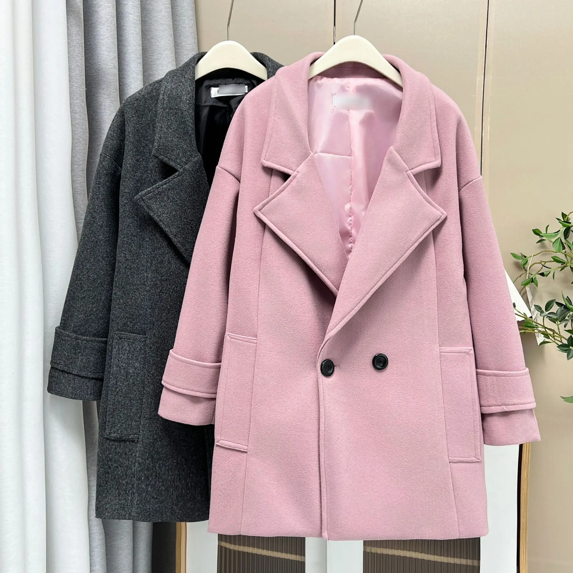 XXXXL Fashion Plus Size Women's Woolen Overcoat 2025 Winter New Style Elegant mid-length Tailored Collar Coat 1636