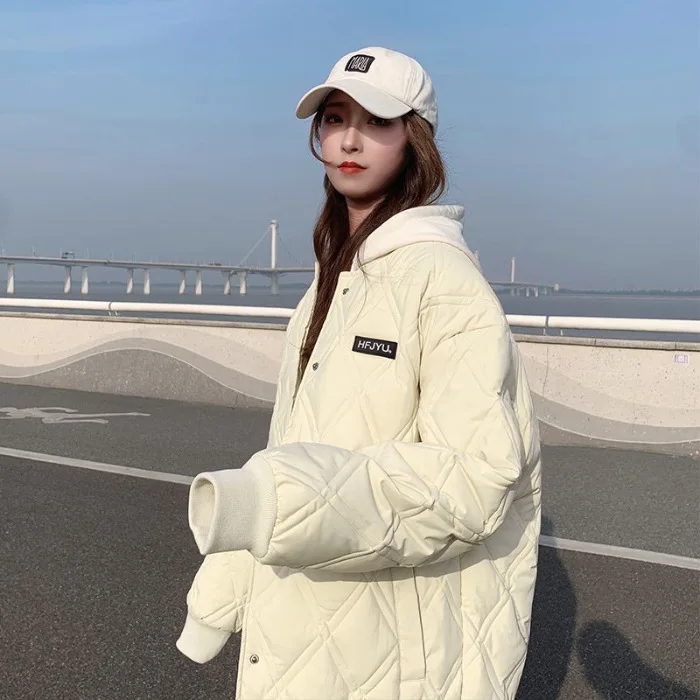 2023 Autumn Winter Casual Basics Style Outerwear Single Breasted Parkas V-neck Jacket For Women Fashion Warm Thick Solid Coat