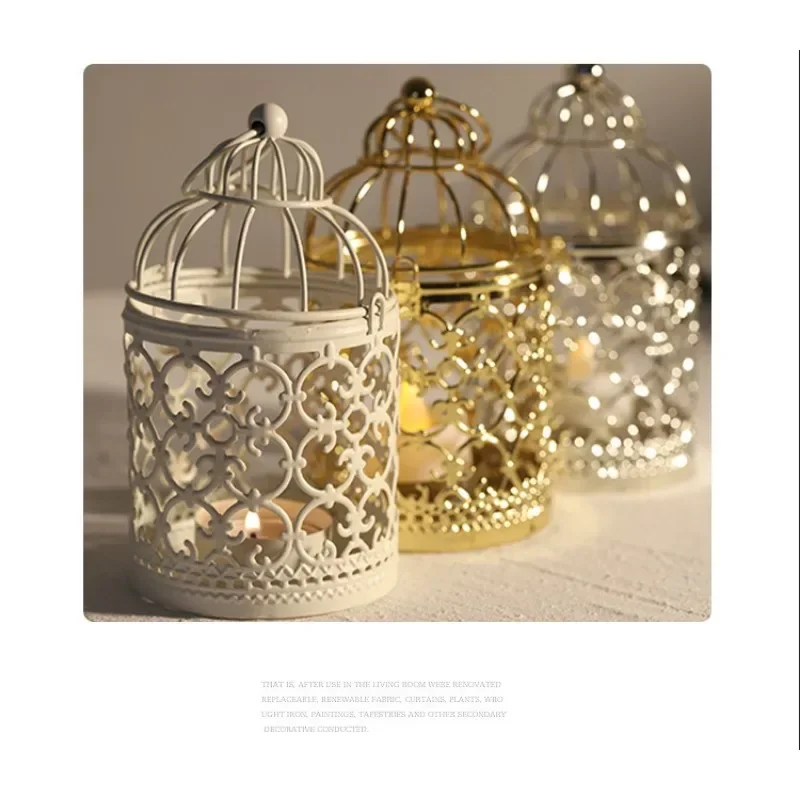 1PCS Nodic Decorative Moroccan Lantern Votive Candle Holder Hanging Lantern Vintage Christmas Candlesticks Home Decora
