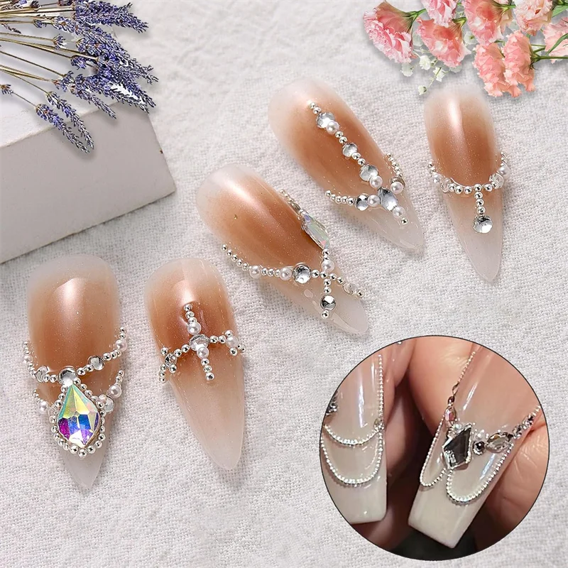 12 Gitter Gold gemischte Größe Edelstahl Metallperle Nail Art Dekoration 3D Mini kleine Kaviarkugel Splitter Charm Perlenmaniküre – Detail 4