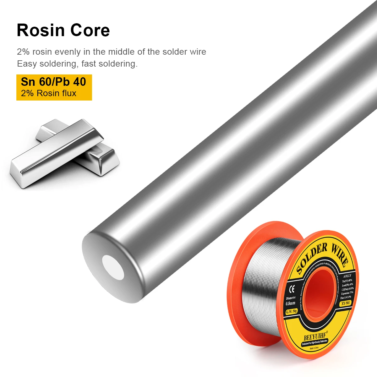 50g Solder Wire Tin 60/40 Rosin Core Tin 0.3/0.4/0.5/0.6/0.8/1.0mm Soldering Welding Wire Reel No-clean Flux 1.8%~ 2.0% home depot welding rods