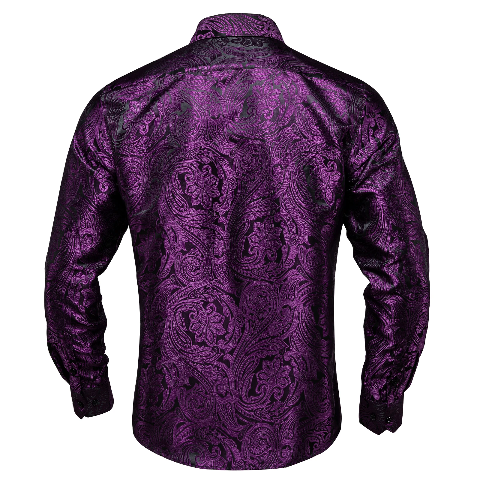 Plum Purple Floral Paisely Luxury Men Shirts Free Shipping Spring Fall Shirt For Man Wears Long Sleeves High Quailty Male Tops