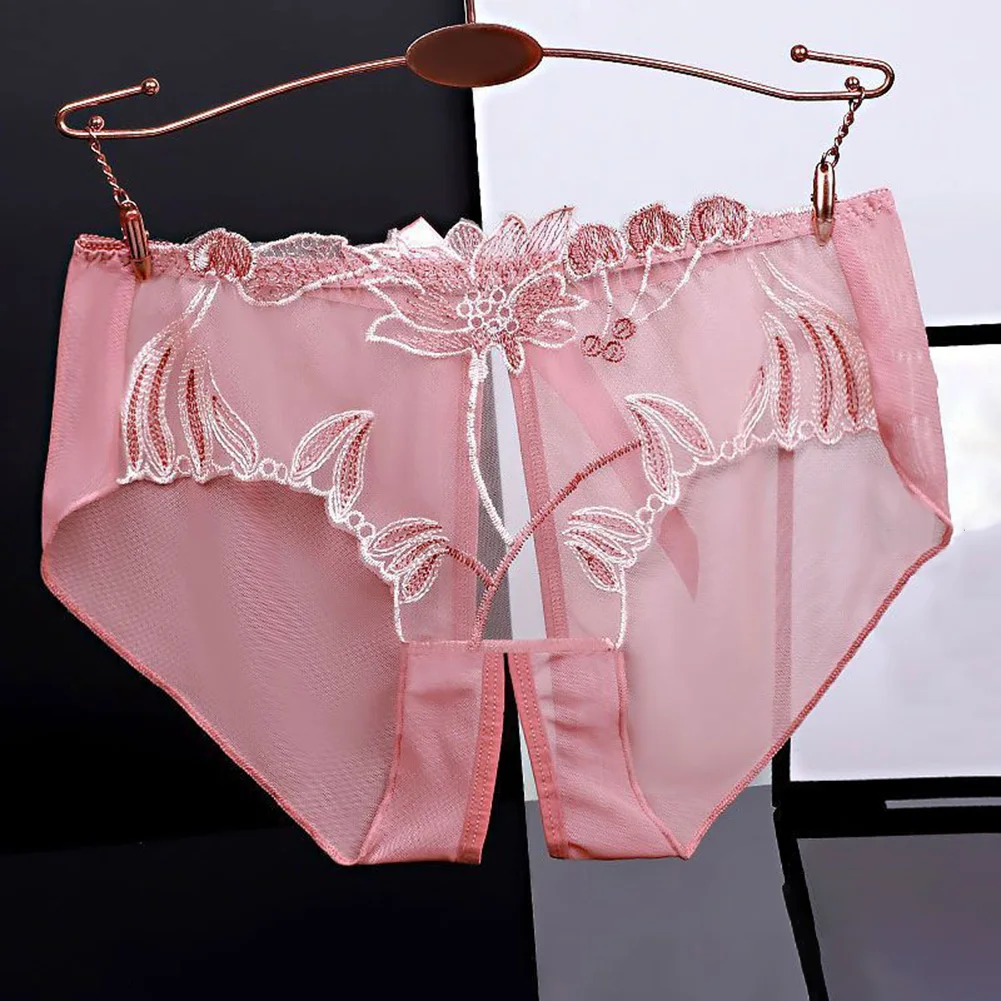 thumbnail image 1 of Lencería transparente de entrepierna abierta para mujer, calzoncillos eróticos de encaje, ropa interior transparente, malla transpirable, lencería elástica, 1 of 5