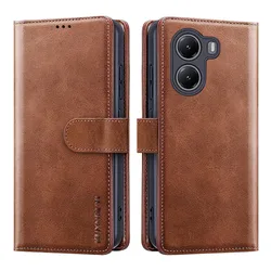 Magnetic Flip Leather Wallet Case with Card Holder and Stand - Shockproof Protective Cover for Poco X8 Pro Max (Brown)