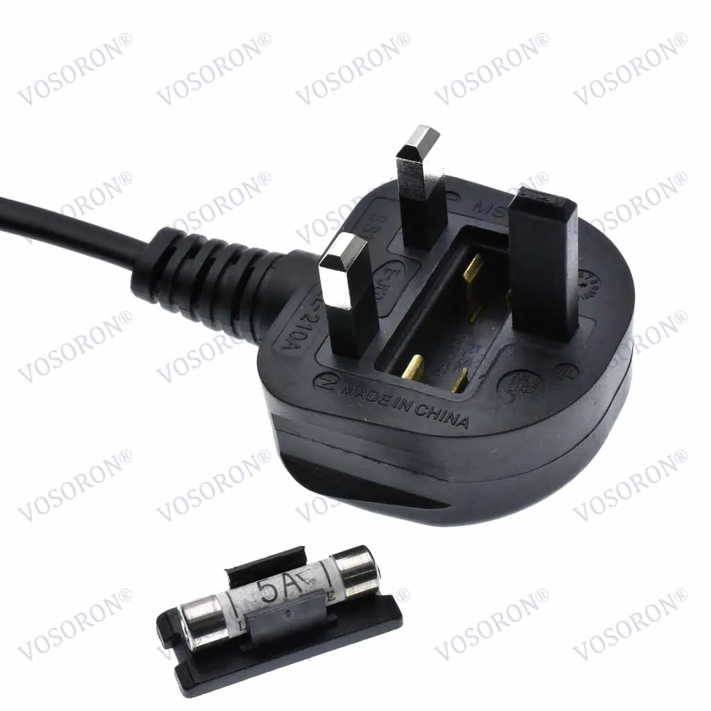UK British 3-Prong to Figure 8 C7 Right Angled AC Power Cord Cable Lead