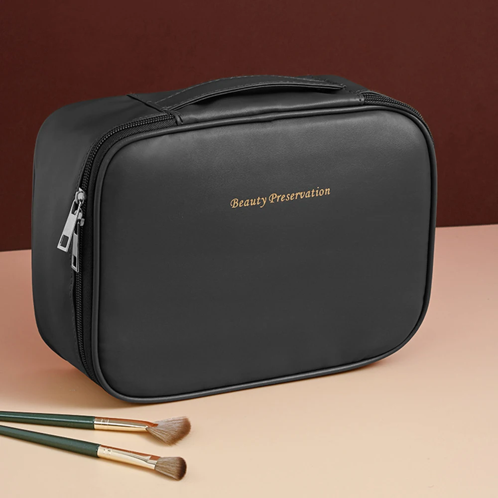 Borsa per cosmetici da viaggio, grande capacità, custodia per il trasporto impermeabile Custodia per cosmetici con divisore e maniglia - immagine 4
