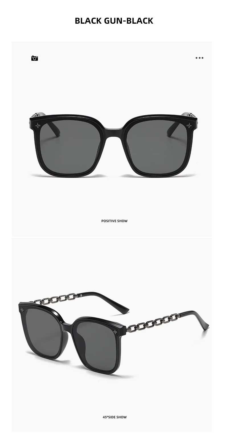Square Sunglasses for Woman 2023 Vintage Big Frame Black Mirror Sun Glasses Shading Fashion Sexy Female Travel Eyewear_voghion.com