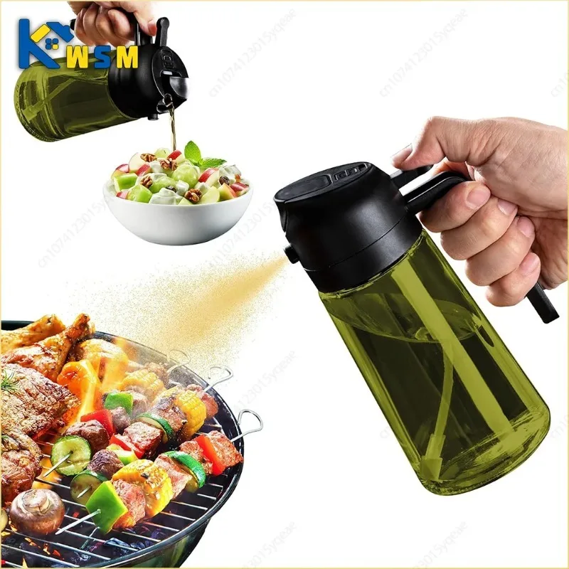 1 Pcs Two in one Dark Glass Oil Spray Olive Oil Distributor for Cooking Salads and Barbecue Tools