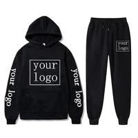Custom Logo Casual Tracksuit Men Sets Hoodies Pants 2 Piece Sets Sweatshirt Outfit Sportswear Personalized Suit Unisex Clothing 1