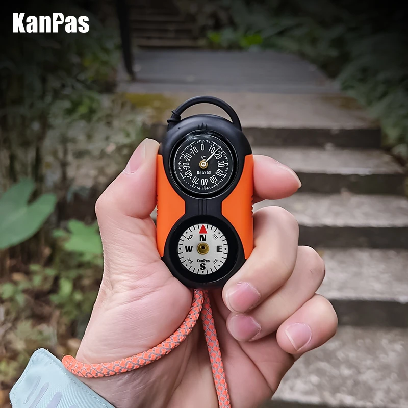 KANPAS 온도계 나침반 키트, 품질 온습도계 키트, 야외, 캠핑, 하이킹, 트레킹, 사냥, 생존
