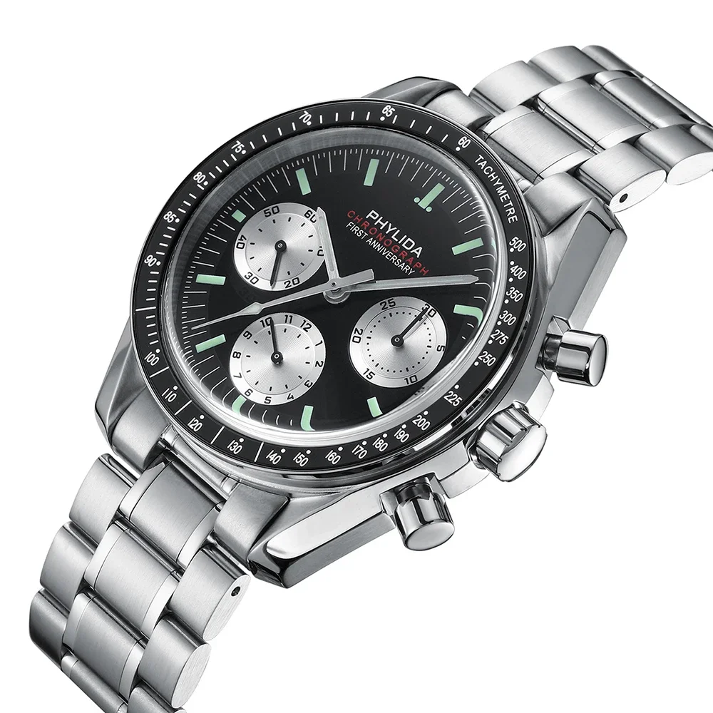 Phylida-メンズメカニカルクロノグラフ,腕時計,ストップ,クラシック