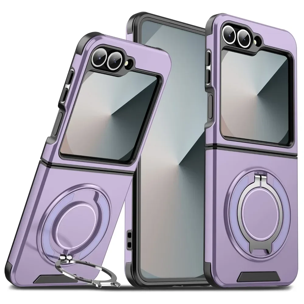 Magnetic 360 Rotating Bracket Phone Case with Ring Holder - Hard Shell Protective Cover