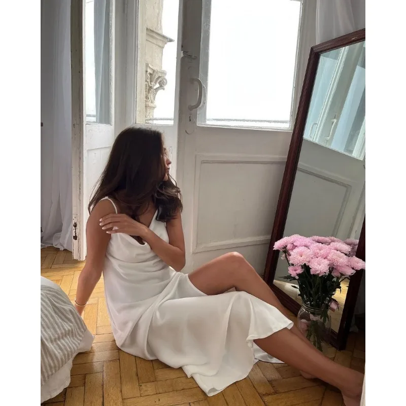 Women¡®s Sexy High Silt Spaghetti Strap Chain Long Dress V Neck Sleeveless Lace Up Backless Loose Evening Club Party Dress