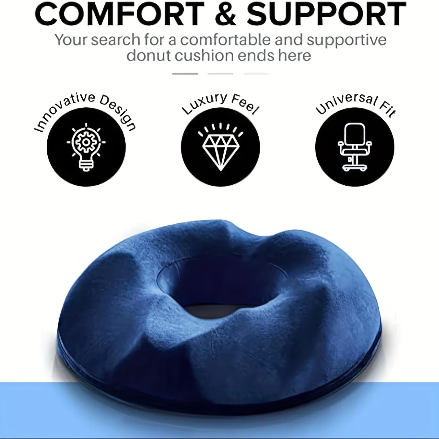 Pc Ergonomic Memory Foam Donut Seat Cushion, Orthopedic Tailbone Support Pillow ， Machine Washable Knit Fabric Cover 4