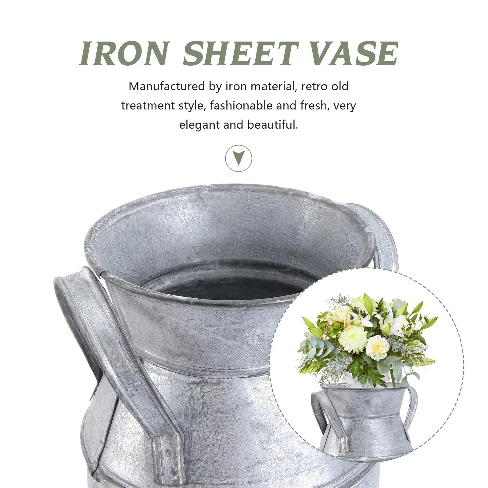 Tin Bucket Flower Gift Artistic Milk Jug Old-fashioned Stylish Iron Wrought Vase European Style Vintage 4