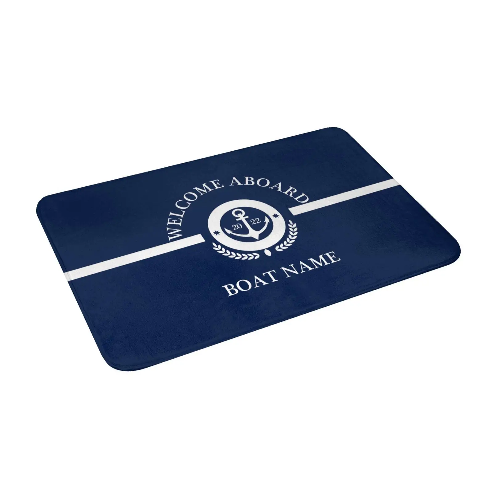 Floor Mat Bathroom and Kitchen Nautical Series Dark Blue Can Be Customized