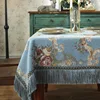 European Style Flower Tassel Tablecloth Thicken Chenille Rectangular Table Cover Round Dining Table Coffee Cloth Dust-proof 1