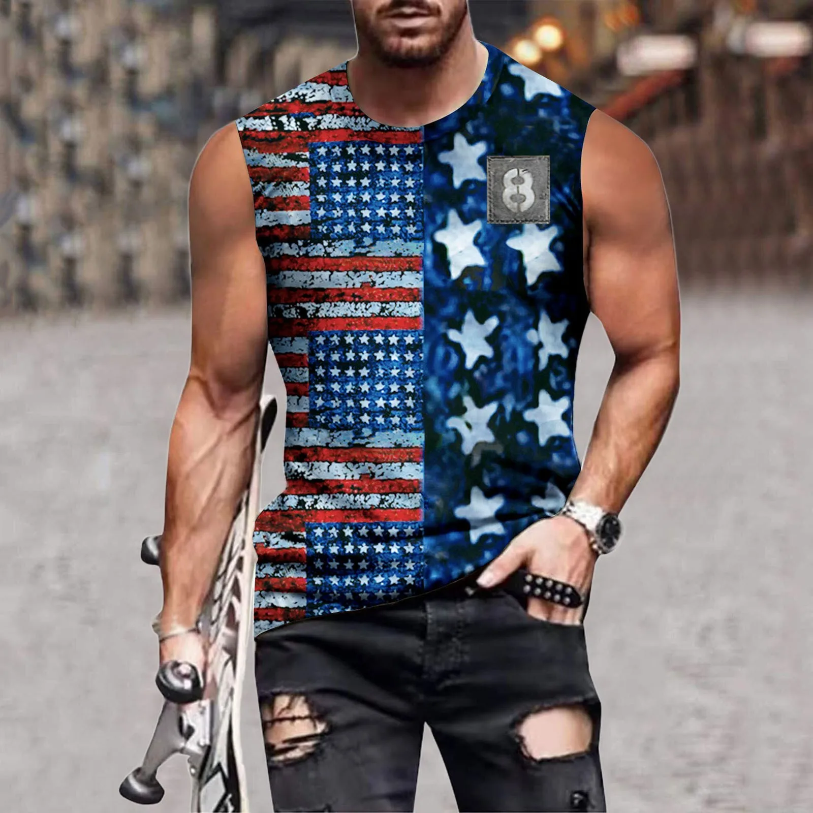 

Vintage American Style Tank Tops For Mens Classic Crewneck Sleeveless Loose Fit Vest Summer Casual Retro Comfort Sportswear