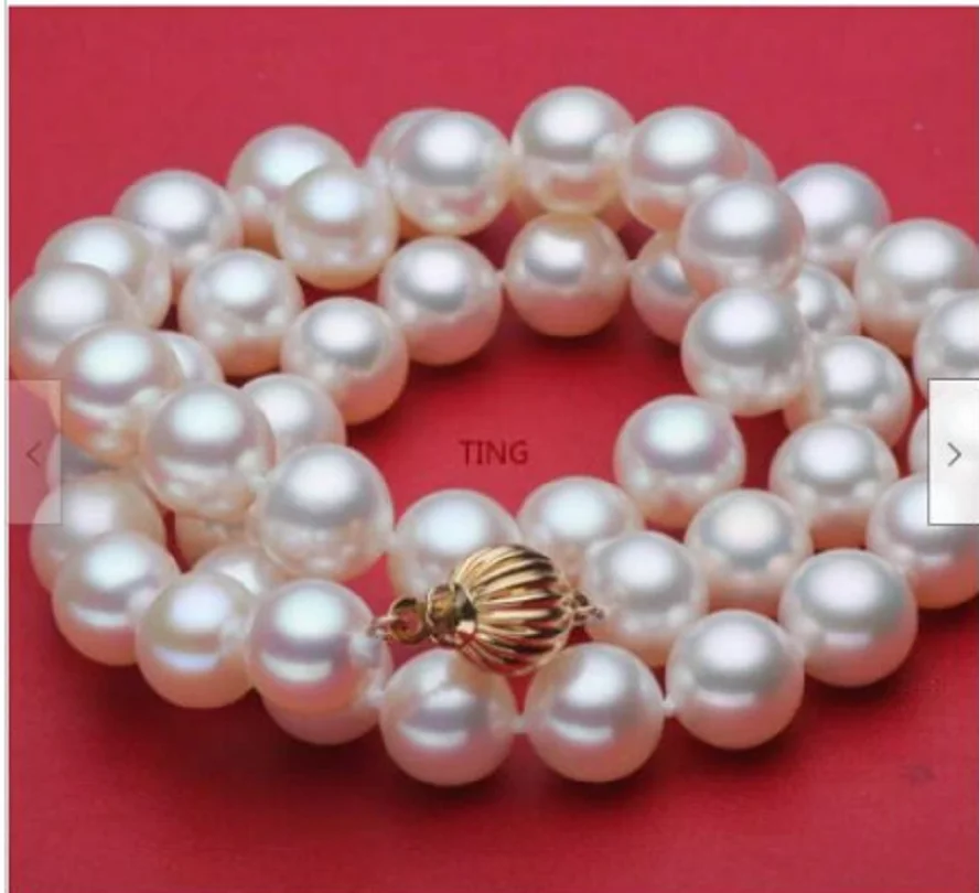 Natural 11-12mm White lantern button Sea Pearl Necklace 18 Inch AAA can choose 14k clasp