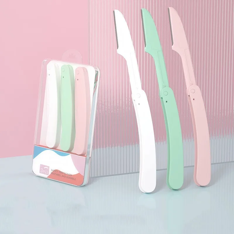 3pcs/Set Foldable Eyebrow Trimmer Set Women Facial Hair Remover Stainless Steel Blades Eyebrow Shaper Beauty Makeup Tools eyebrow trimmer set eyebrow trimmer eyebrow scissors