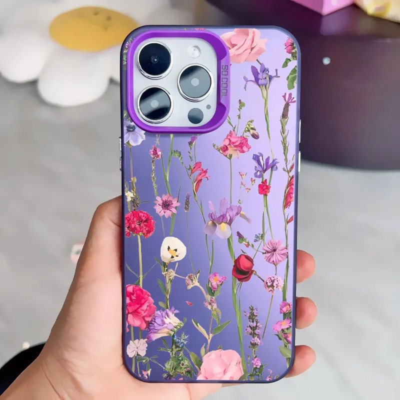 Luxus Retro Blumen Blumen Handy hülle für iPhone 12 15 11 12 13 14 Pro Max 15 14 plus 13 Mini stoß feste matte Laser Rückseite – Detail 12