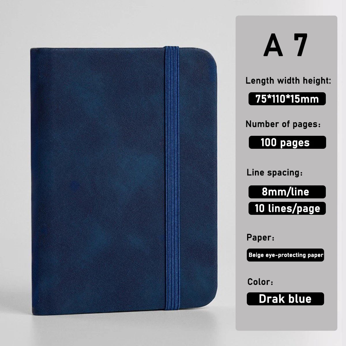 A7 Mini-Notizbuch Tragbarer Taschen-Notizblock | PU-Leder Einband Tagebuch Planer Agenda Notizbuch | Kompaktes Büro- und Schulbedarf für Dai – Detail 14