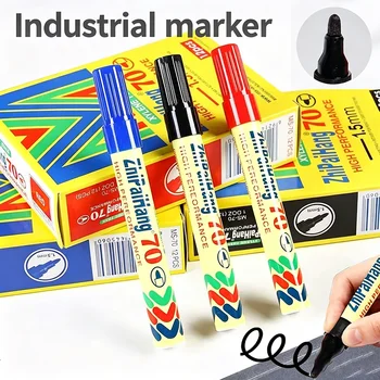 Pennarello Industriale Impermeabile 3 Pezzi Rosso/Nero/Blu – Marcatura Permanente per Metallo, Legno, Scatole di Cartone, Fabbrica, Imballaggio e Industria