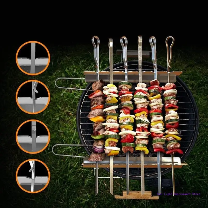 

C63E Foldable BBQ Skewer Rack Stainless Steel Barbecue Rack Reusable Grill Rack for Outdoor Camping BBQ Convenient & Durable