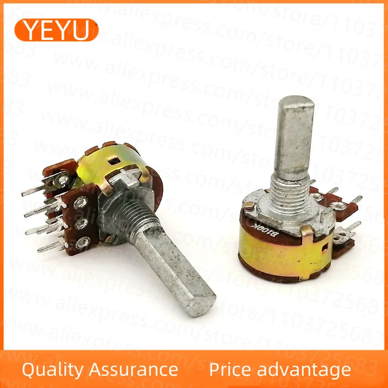 Type 16 6-pin Dual B100K With Stepping Power Amplifier Loudspeaker High And Low Volume Potentiometer Half Shaft 2PCS