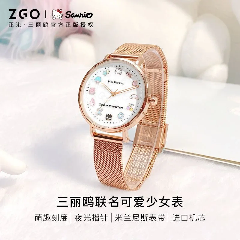 

New Sanrio simple casual student watch Hello kitty kawaii cartoon luminous waterproof quartz pointer women's watch birthday gift