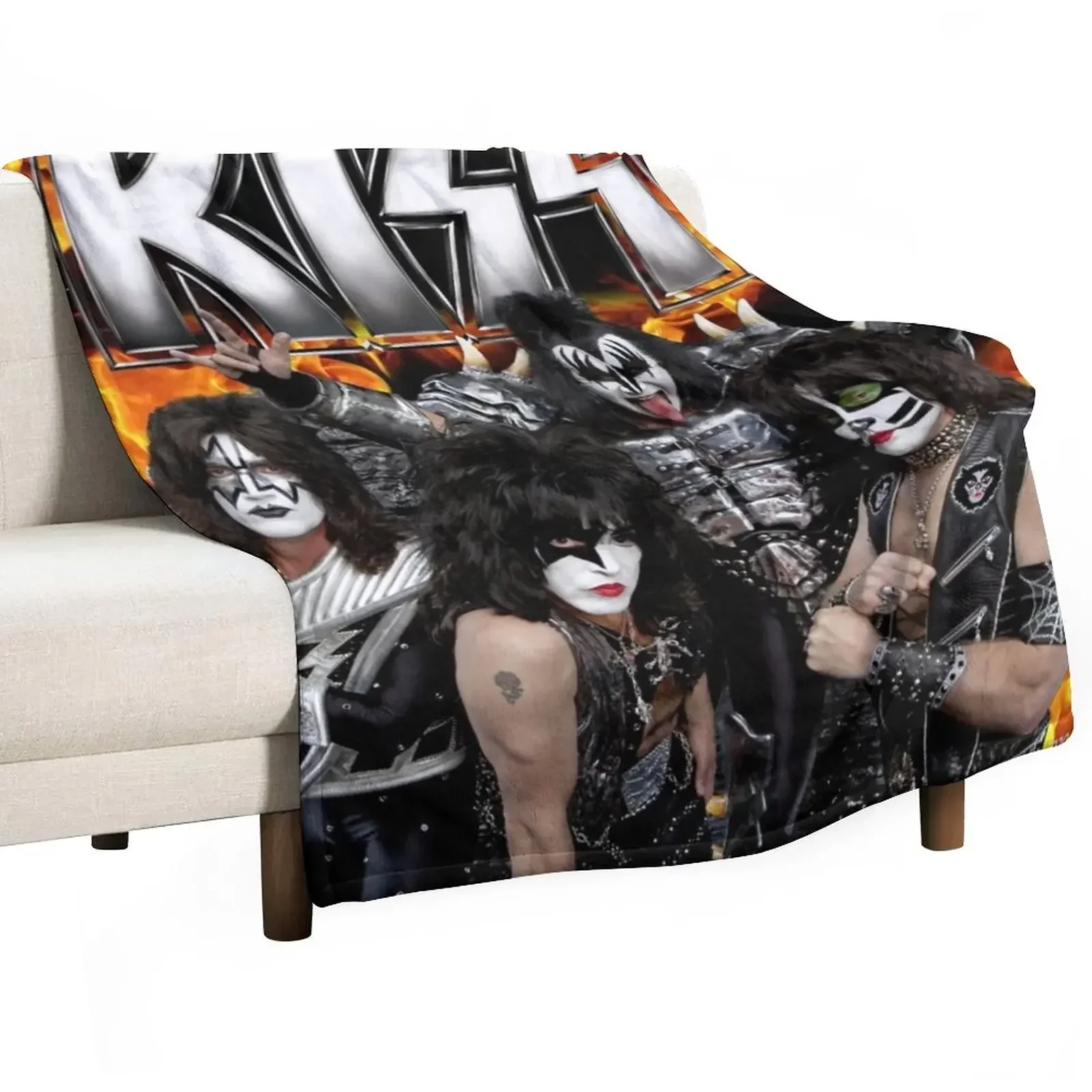 

Одеяло с логотипом и ремешком KISS, диванные одеяла