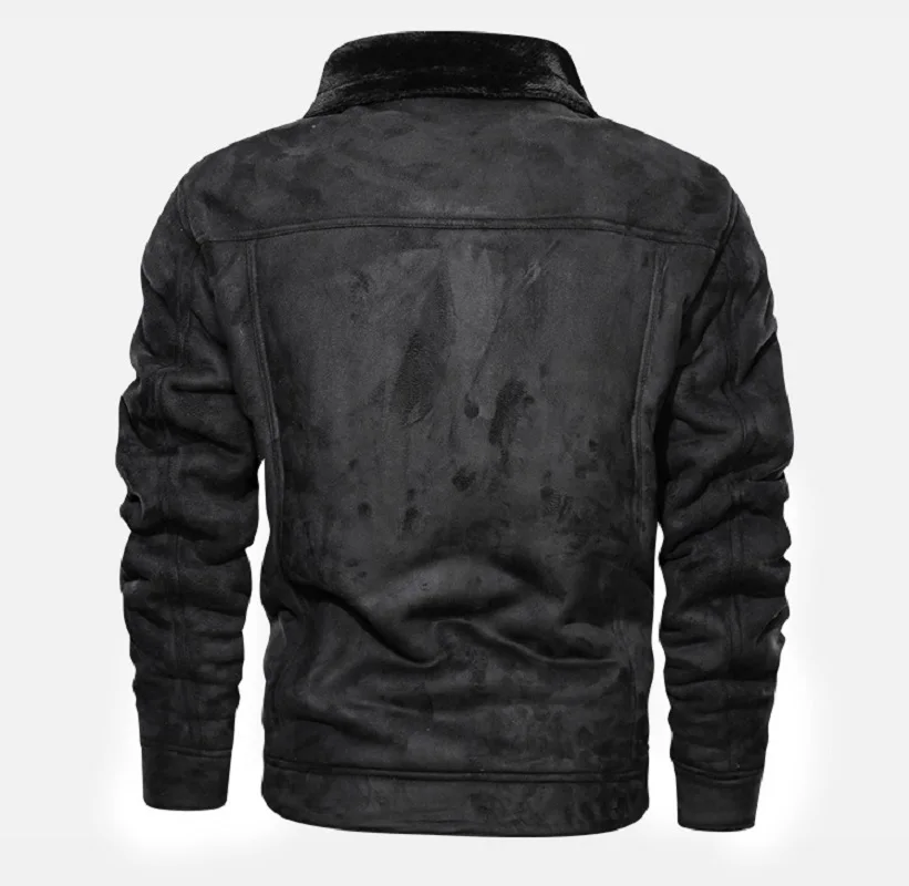 Autumn Winter Coat Men Jacket Vintage Solid Turn-Down Collar Outdoor Training Suede Zip Pocket Lamb Fleece Collar Warm Jacket men winter jacket