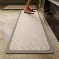 Kitchen Rug Anti-Slip Oil-Proof PVC Waterproof Floor Mat Modern Long Strip Home Decoration Carpet with Non-Skid Leather Design 2