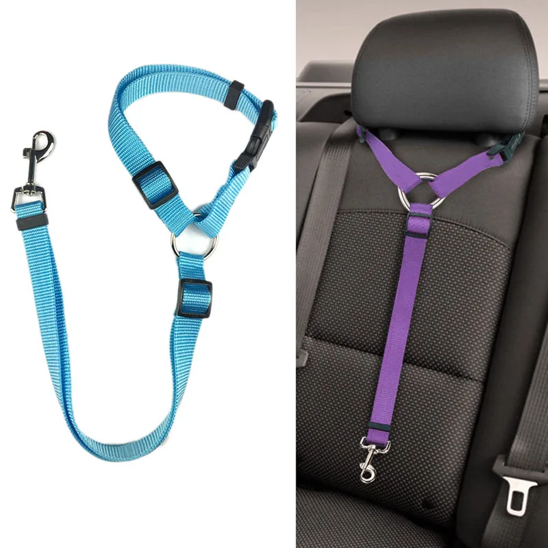 Dog Seat Belt Dog Leash Dog Harness Pet Collar Pet Harness Leash Pet Seat Belt Nylon Safety Belt Dogs Solid Color Pet Car Seat Belt Two-in-one Leash Adjustable Dog Harness Collar Products Pet Accessories