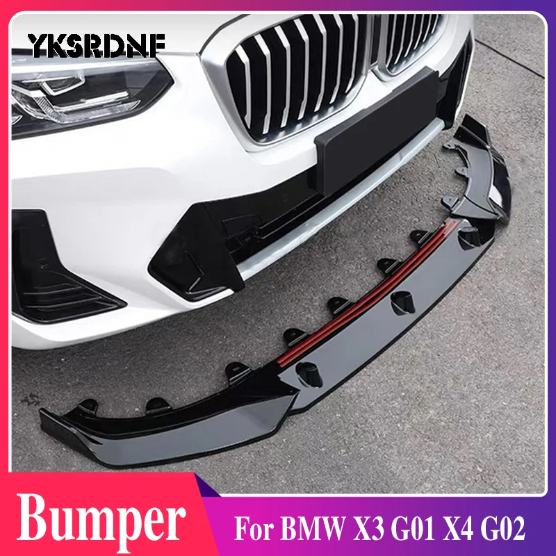 

Front Bumper Splitter Lip Spoiler Diffuser Guard Body Kit Cover For BMW X3 G01 X4 G02 dark kni 2021 2022+ Gloss Black ABS Tuning