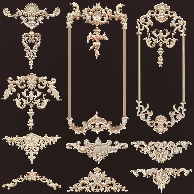 ตกแต่งผนังพื้นหลังแบบศิลปะการปะติดไม้แกะสลักแบบออนเลย์สำหรับห้องนั่งเล่นรูปแกะสลักไม้ตกแต่งมุมสไตล์ยุโรป 1