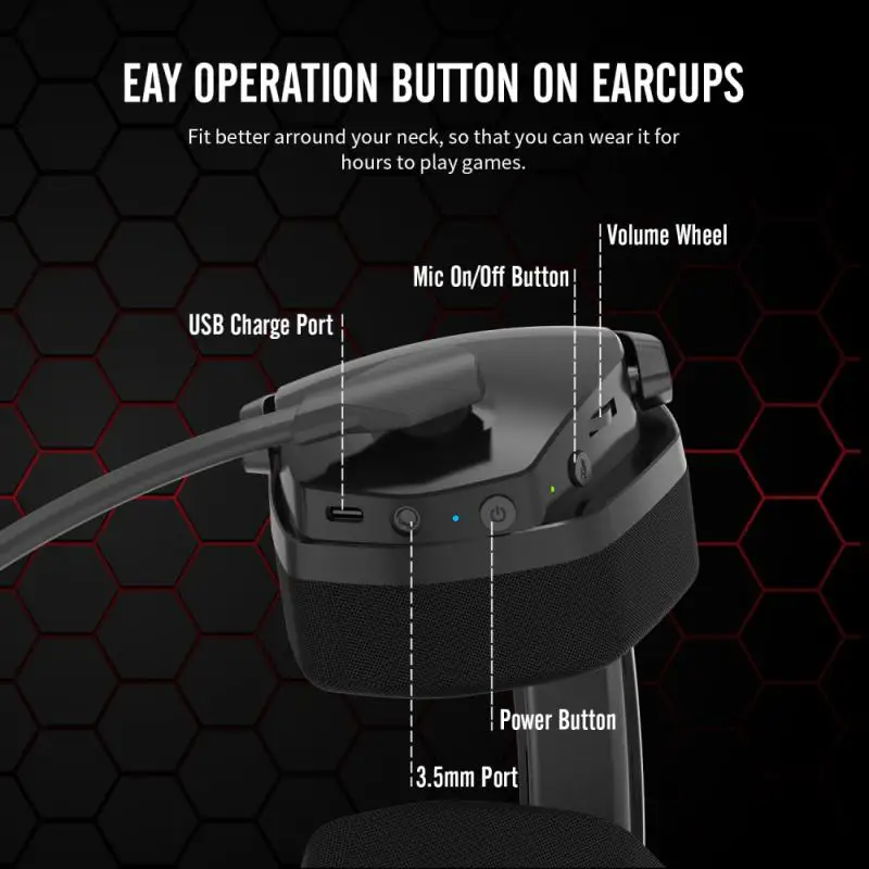 

G06 Wireless Gaming Headset 2.4G 3.5mm Wired Sport Earphone Over Ear Headset Noise Reduction with Mic for PS5 Laptop